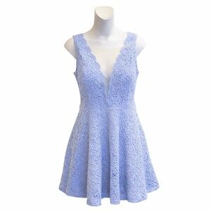 City Studio Junior's Lace Fit & Flare Dress Periwinkle Blue Size 15